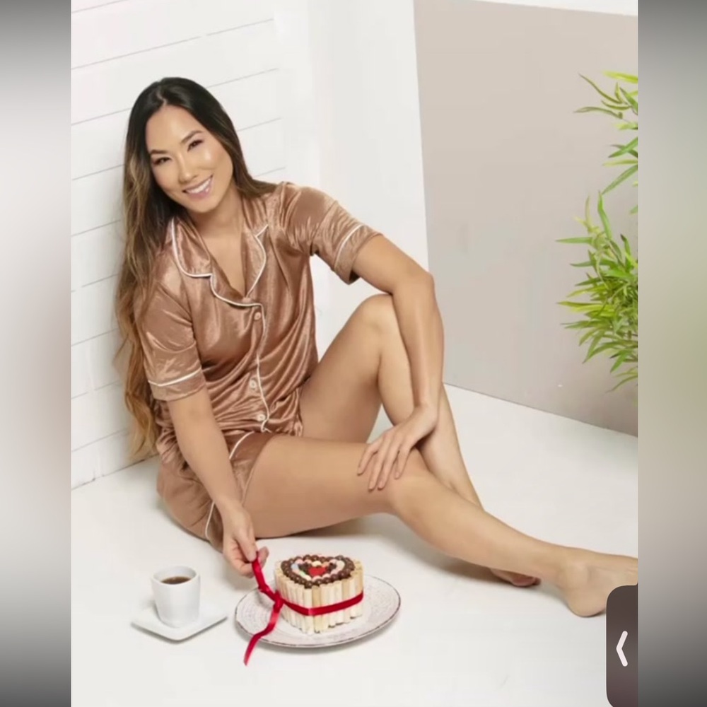 Elegant Gold Satin Women's Pajama Set